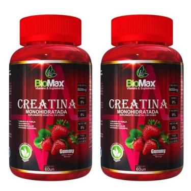Imagem de 2 Creatina Monohidratada Gummy Zero Açúcar 60 Gomas Bio Max Morango