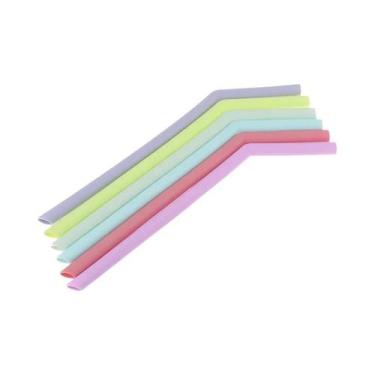 Imagem de Canudos De Silicone Multicoloridos 6 Peças Reutilizáveis De Grau Alime
