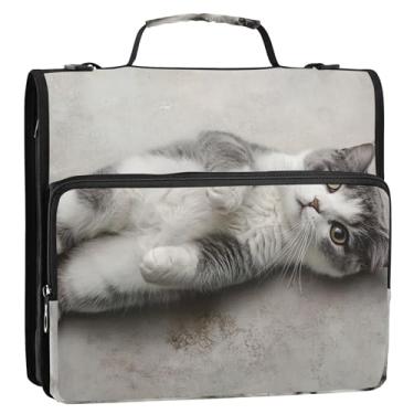 Imagem de Fichário fofo com estampa relaxante de 3 anéis de 3,8 cm, anel D com zíper, bolsa organizadora com alça para portfólio escolar, suporte de 500 folhas