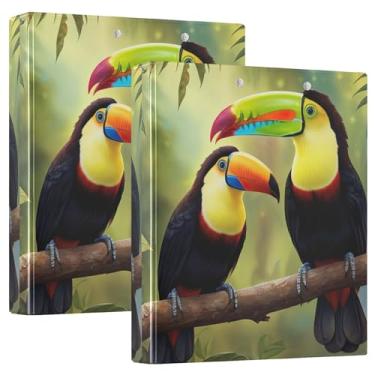 Imagem de Pastas vibrantes tucanas exuberantes da selva de 3 cm com 3 anéis para guardar 200 folhas, portfólio fofo, anel redondo, 31,5 x 27 x 6 cm, 1 pacote