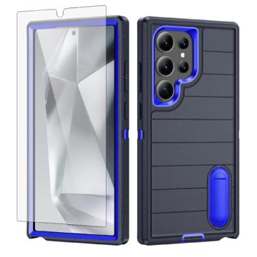 Imagem de Asuwish Capa de celular para Samsung Galaxy S24 Ultra 5G com protetor de tela de vidro temperado e suporte, suporte rígido, híbrido, slicone, macio, acessórios S24Ultra 24S S 24 24Ultra, feminino