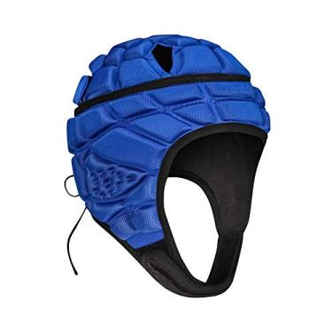 Imagem de TUOYR Capacete de rúgbi 7 em 7 com revestimento macio acolchoado bandeira de futebol protetor de cabeça ajustável para treinamento lacrosse goleiro de futebol paintball proteção de cabeça serve (azul