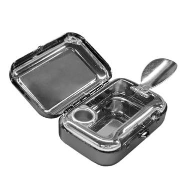 Imagem de Tuxihapp Mini cinzeiro portátil - Bandeja de cinzeiro de metal à prova de vento com bolso para carro com tampa - Bandeja compacta à prova d'água para charutos cinzeiro de carro snuffers de cigarro