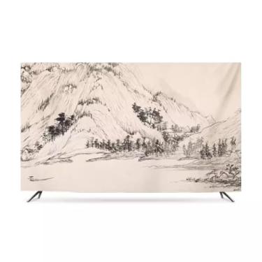 Imagem de Pintura a tinta, capa contra poeira, tela moderna, tela de TV, pano decorativo, interior, exterior, LED, LCD, montagem na parede, capa de TV à prova de poeira e protetor de tela solar-paisagem||49-52