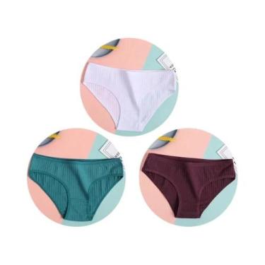 Imagem de Conjunto De 3 Calcinhas De Algodão Femininas De Cintura Baixa, Roupa Í