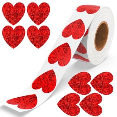 Imagem de Heart Stickers, Valentines Stickers for Kids, 1 inch Holographic Self Adhesive Glitter Red Heart Sticker for Valentine's Day Love Decorations Wedding Envelope Seal Gift Decorative Label Sticke,500 pcs