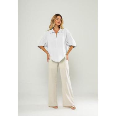 Imagem de Blusa Ampla Manga Curta E Decote V Branco Salvatore, G