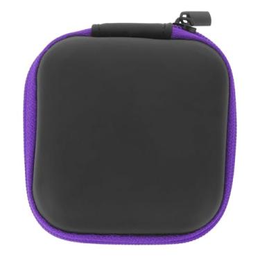Imagem de 1 capa para fone de ouvido com zíper, caixa de armazenamento de couro, portátil, organizador de cabos USB para viagem, bolsa rígida para guardar moedas, carro, roxo