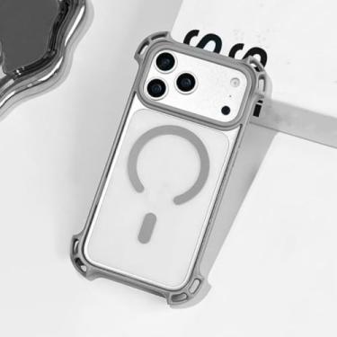 Imagem de Capa de luxo com airbag e proteção contra impactos para iPhone 17, 16, 15, 14, 13, 12 Pro Max, 17 Pro e iPhone 11, em acrílico transparente (para iPhone 14 Pro/Cinza Tailandês).