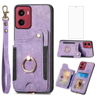 Imagem de Asuwish Capa de telefone para Motorola Moto G05/E15 capa carteira com protetor de tela de vidro temperado alça de pulso cordão RFID suporte de cartão de crédito anel acessórios de celular GO5 E 15 G