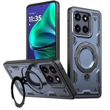 Imagem de SORAKA Capa para Motorola Edge 60 Fusion com suporte compatível com MagSafe chapa de ferro Capa resistente que absorve choques Proteção contra quedas de nível militar