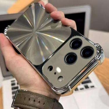 Imagem de Capa protetora com janela de vidro para iPhone 13 14 15 16 17 Pro Max Air, à prova de choque, com bordas reforçadas e proteção tipo armadura (para iPhone 14/Prata)