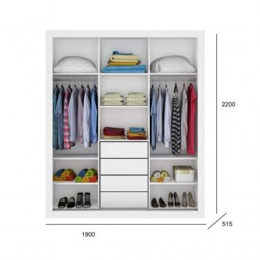 Imagem de Guarda Roupa Casal 3 Portas De Correr 4 Gavetas News Móveis Percasa Branco