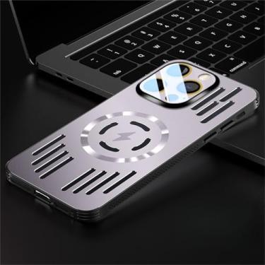 Imagem de Capa para iPhone 16 Pro Max, capa completa de lente, à prova de choque, metal, magnético, carregamento sem fio, dissipação de calor, lavável