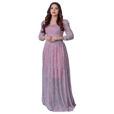 Imagem de Vestido Feminino Longo Áurea Moda Evangélica Virtuosa E Bela, Rosê, GG