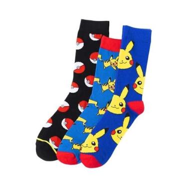 Imagem de Meias Longas Masculinas Pokémon Pikachu Eevee Gengar Desenho Animado A