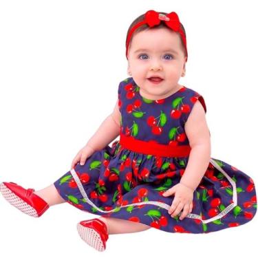 Imagem de Vestido de bebê com tiara 100% algodão mundo nina, M ( 4 - 6 Meses ), 