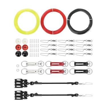 Imagem de BLUEWING Kit de equipamento triplo atualizado V3 All-in-One com linha mono de 181 kg, clipes de liberação, polia, giros de encaixe, crimpagens, batentes de bola e anéis para configuração de