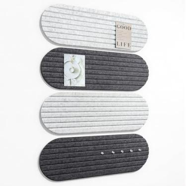 Imagem de Quadro de avisos, quadro de cortiça alternativo de 61 x 20 cm, pacote com 4 tiras de feltro com pinos, quadro de visão de feltro dobrável, quadro de exibição de fotos para escritório, casa, escola