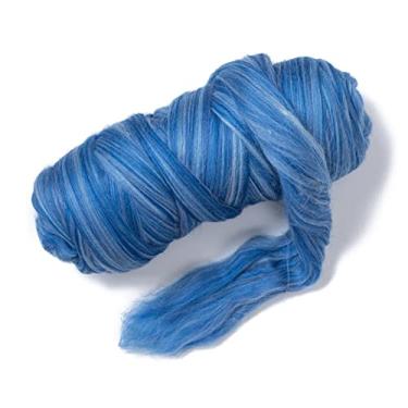Imagem de Kondoos Lã natural multicolorida, 450 g. Melhor lã para feltragem de agulha, feltragem úmida, artesanato e spinning. (oceano, 450 g)