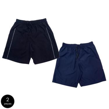 Imagem de Kit 2 Shorts Black Bear Bermudas Básicas Tactel Liso Lisa Masculina Casual-Masculino