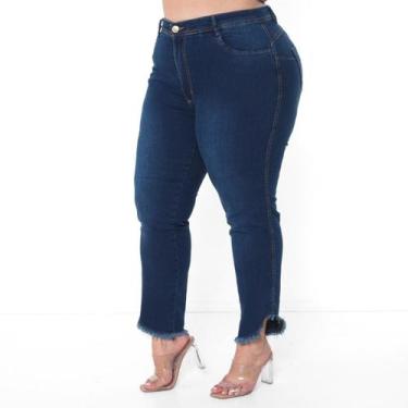Imagem de Calça Capri Plus Size Feminina Jeans Escuro Cintura alta Taiga Jeans c