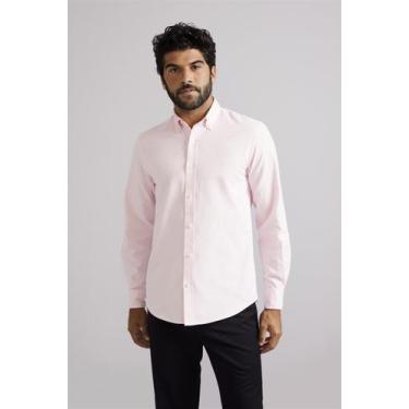 Imagem de Camisa Oxford Slim Fit - Rosa Claro - HIGHSTIL, Rosa, 4