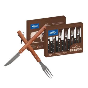 Imagem de Kit Churrasco Bel Faca e Garfo + Conjunto Talheres 12 Peças Brinox Pre