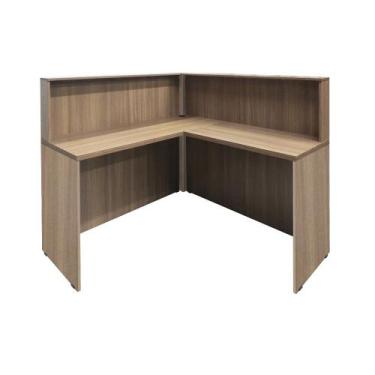 Imagem de Balcão Recepção Atendimento em L com 1 passa fio no tampo Novo - SM Co