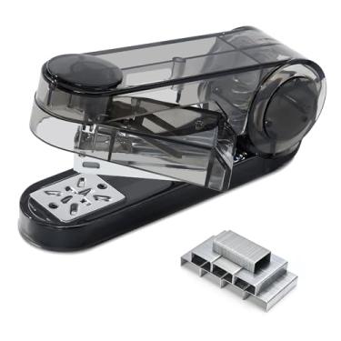 Imagem de Temiary Grampeador giratório de braço oscilante com 400 grampos, grampeadores de mesa de rotação de 360 graus para encadernação de livretos ou livros, capacidade para 25 folhas para mesa, sala de aula