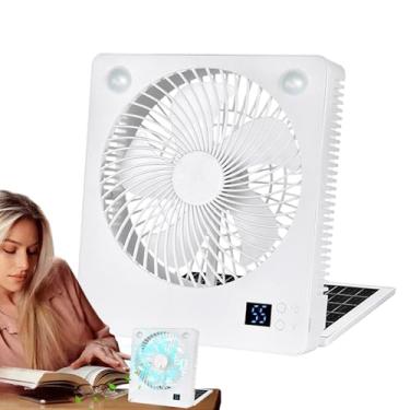 Imagem de Ventilador Solar | Lanterna Ventilador Portátil Para Campismo | Portátil Recarregável Dobrável Silencioso Com Luzes LED, 3 Velocidades Para Casa, Campismo, Praia, E Viagem