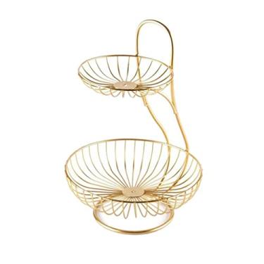 Imagem de WeiLaiKeQi Cesta de Frutas de 2 Andares, Fruteira de Arame Ou Suporte para Frutas E Legumes, Suporte de Dois Ou Três Andares para Armazenar E Organizar