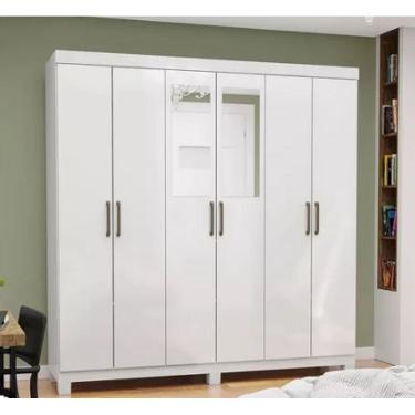 Imagem de Guarda Roupa Recife Com Espelho e Pés Branco - Carioca