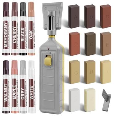Imagem de Kit de reparo de piso de vinil laminado - Conjunto de 22 marcadores de retoque de móveis de cera de piso de madeira, kit de reparo de linóleo cobre arranhões, rachaduras, manchas para porta de madeira