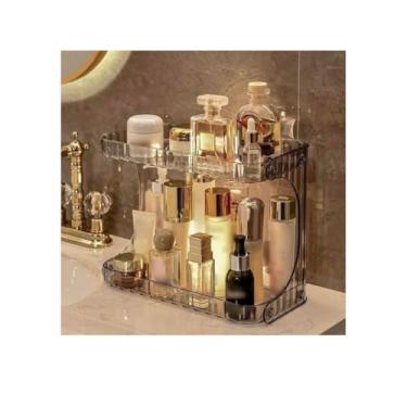 Imagem de Prateleira Organizador Diamante Acrílico Porta Maquiagem Suporte Multiuso De Mesa