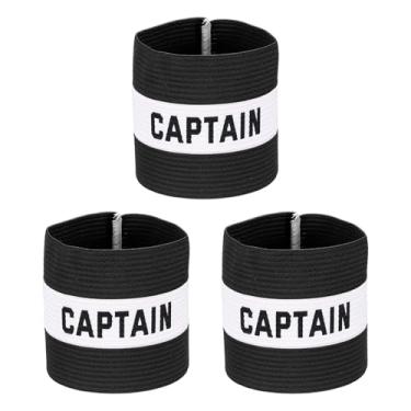 Imagem de YELARXI Braçadeira Capitão, Braçadeira de Capitão de Futebol Elásticas Ajustáveis Braçadeiras Líder Equipe Esportiva Banda de Jogador de Rugby 13 x 8,6 cm e Preto/Branco e 3 Peças-Adequado para