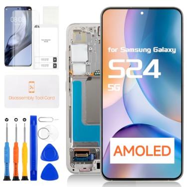 Imagem de Tela de substituição original para Samsung Galaxy S24 5G, LCD para Samsung S24 Digitalizador Touch Screen SM-S921B SM-S921U SM-S921W Montagem de tela LCD com moldura (versão dos EUA) (cinza)