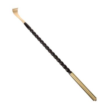 Imagem de Ferramenta de arranhador traseiro de madeira, palito de coceira, alívio de cócegas, cabeça de cobre, design ergonômico, homem idoso