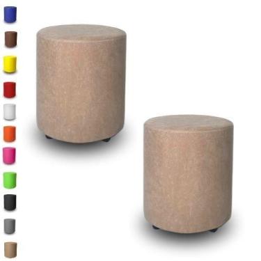 Imagem de Kit 2 Puffs Banqueta Redondo Decorativo Cubo Quarto Sala De Jogos/Esta