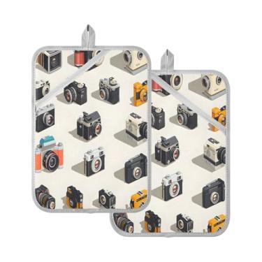 Imagem de STAYTOP Pacote com 2 pegadores de panela para câmera, almofadas quentes de forno resistentes ao calor com bolsos, conjuntos de suportes de panela antiderrapantes para cozinha, assar e cozinhar