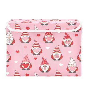 Imagem de STAYTOP Cestos de armazenamento fofos de gnomo para o Dia dos Namorados com tampas e alça de transporte, caixas de armazenamento dobráveis organizadores de recipientes para casa, quarto, armário