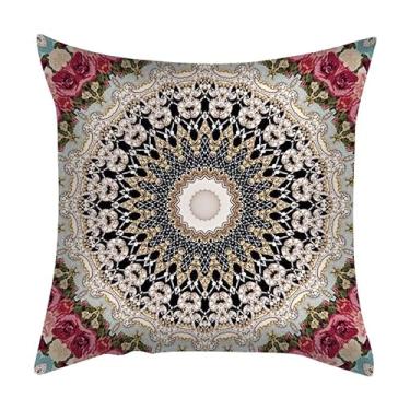 Imagem de Conjunto de almofadas estilo étnico impresso pele pêssego veludo sofá conjuntos de almofadas de sofá retrô americano 2 peças de fronha (como mostrado 45 * 45 cm)