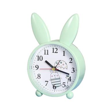 Imagem de x3anggyt5 Despertador para quarto desenho animado coelho despertador quarto decoração de cabeceira simples mudo pequeno despertador estudante relógio despertador presente relógio de mesa (verde)
