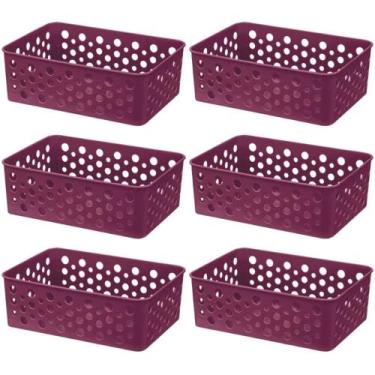 Imagem de Kit 6 Cesto Organizador Rattan Multiuso Armário Gaveta Lavanderia P (1