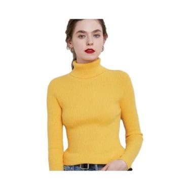 Imagem de Suéter Feminino De Gola Alta Slim Fit Estilo Coreano Camada Base Pullo