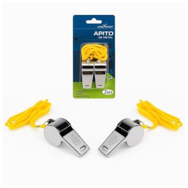 Imagem de Apito de Metal Profissional com Cordão – Kit 2 Unidades para Esporte, Árbitro e Treinamento
