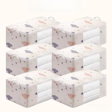 Imagem de Caixa Saco Organizador 75L Dobrável em TNT para Roupas, Edredom e Closet – Kit 4 ou 6 Unidades(6 Unidades [75L] - Bege)
