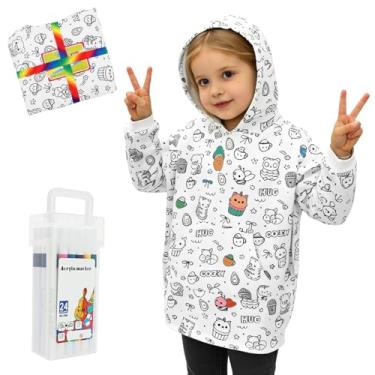 Imagem de Cobertor de colorir faça você mesmo com 24 marcadores permanentes de tecido, moletom com capuz para colorir vestível, estampas de animais para adolescentes, adultos (pequeno)