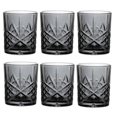 Imagem de Jogo C/ 6 Copos Baixos de Vidro Cinza Dublin 320ml Drinks Bebidas - LA