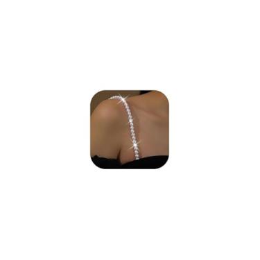 Imagem de Frodete Sutiã com strass, alças ajustáveis, strass, corrente de ombro, alças de cristal para casamento, formatura, joias para mulheres, joias de vestido, liga metálica, Sem Pedra Preciosa